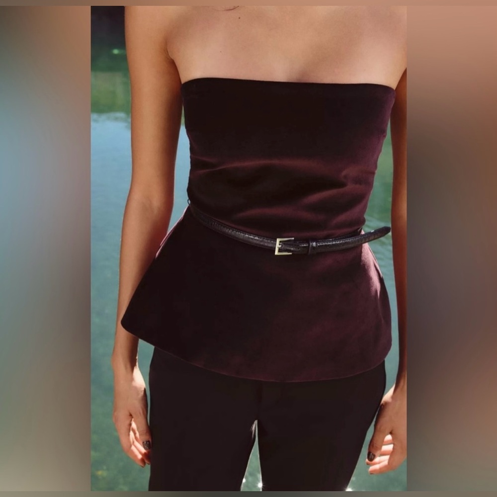 Zara Velvet Strapless Blouse